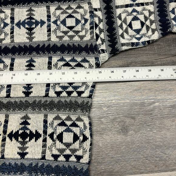 Vintage 90s St John's Bay Gray Blue Mens XL Geometric Chunky‎ Patterned Sweater - Picture 5 of 8